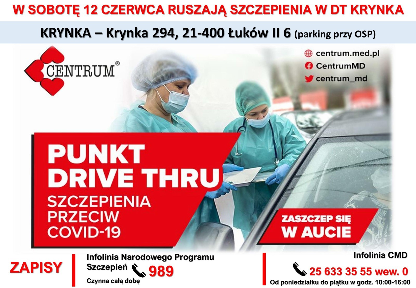 Szczepienia Drive Thru w Krynce